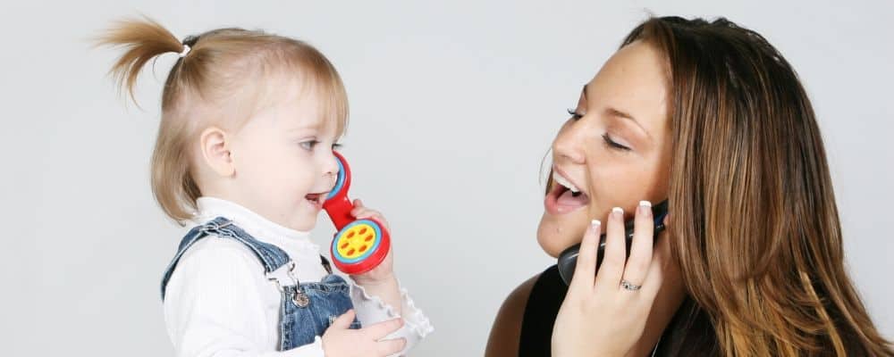 How to talk to baby mother and toddler speaking on toy phones