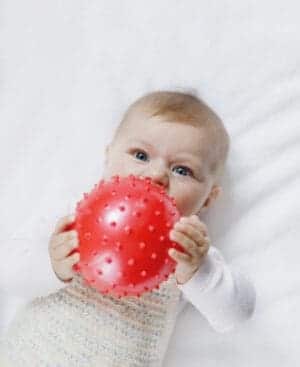 Activities for 3 month old sensory bumpy ball