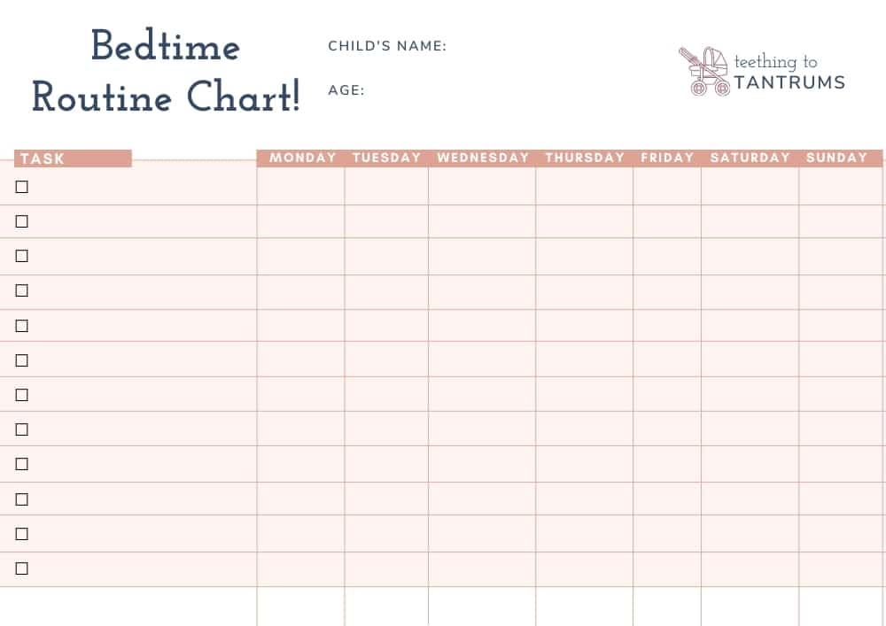 Blank Bedtime Routine Chart For Any Age