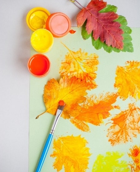 Toddler Painting Ideas Leaf Painting