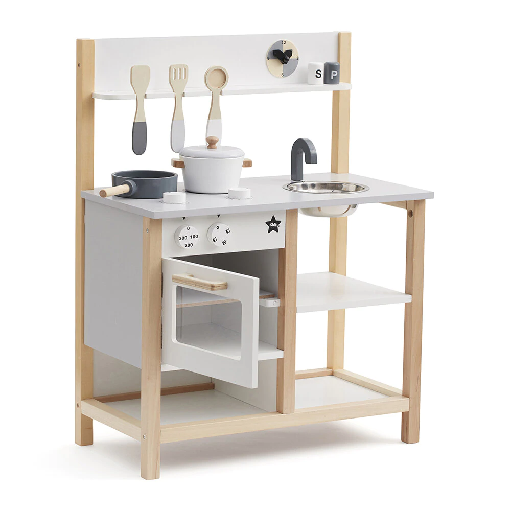 Kids Concept - Natural/White Wooden Play Kitchen