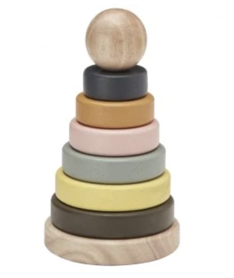 Montessori Rainbow Wooden Ring Stacker Toy - Our Littles Co