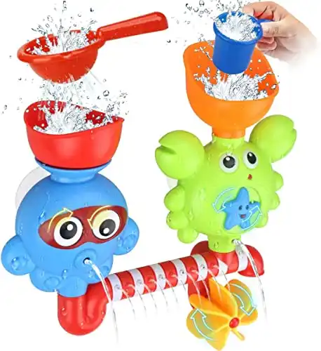 GOODLOGO: Bathtub Wall Toy for Toddlers - Fill, Spin and Flow