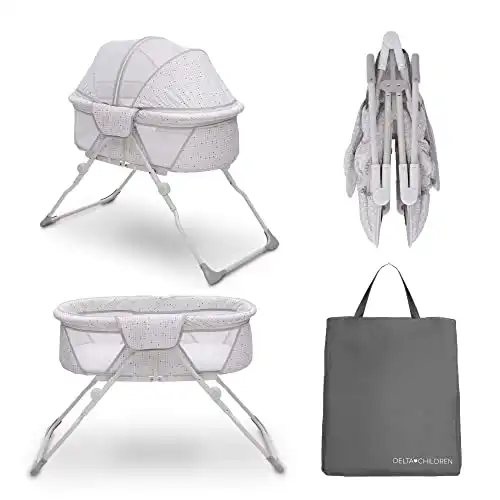 Delta Children EZ Fold Ultra Compact Travel Bedside Bassinet