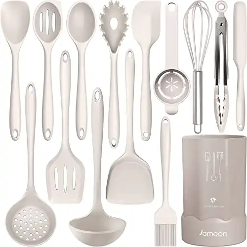 Silicone Cooking Utensils Set - 446°F Heat Resistant - Dishwasher Safe (BPA Free)