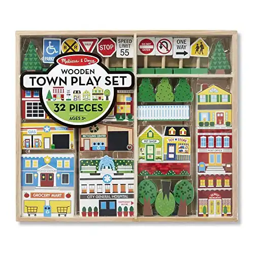 Melissa & Doug Wooden Town Play Set