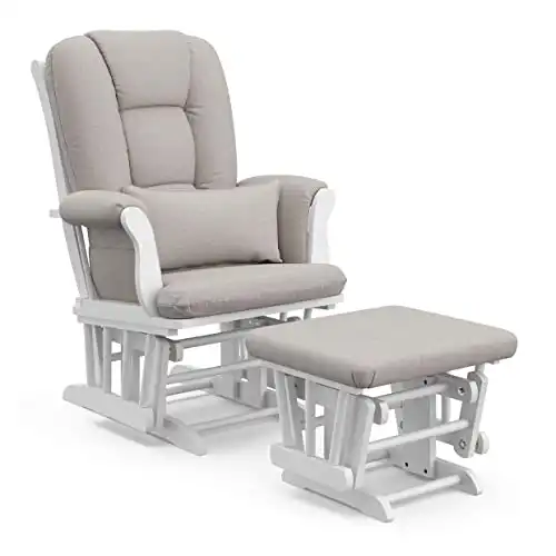 Storkcraft Custom Glider and Ottoman with Lumbar Pillow