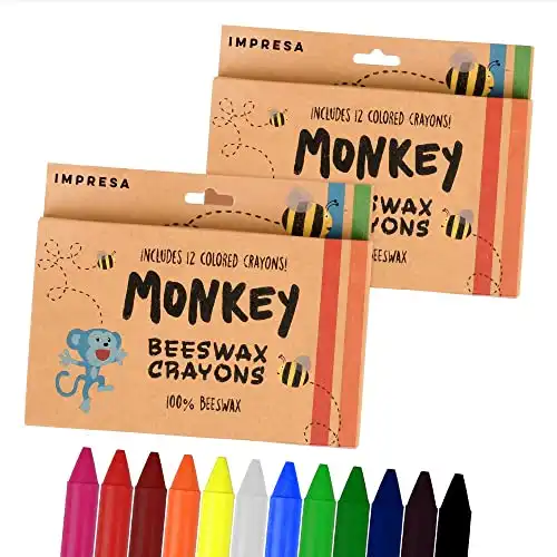 12 Natural Beeswax Crayons [2 Pack]