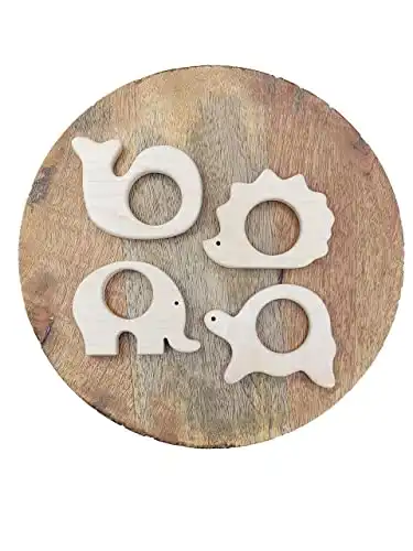 Mali Wear: Beech Wood Baby Teething Toys 4pk