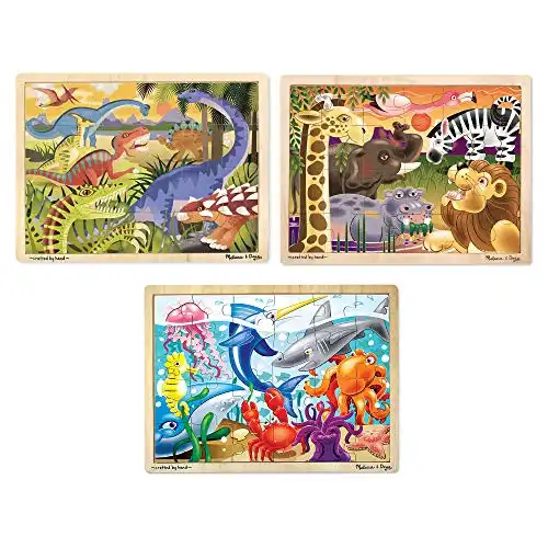 Melissa & Doug Wooden Jigsaw Puzzle Bundle For Kids, Ages 3+