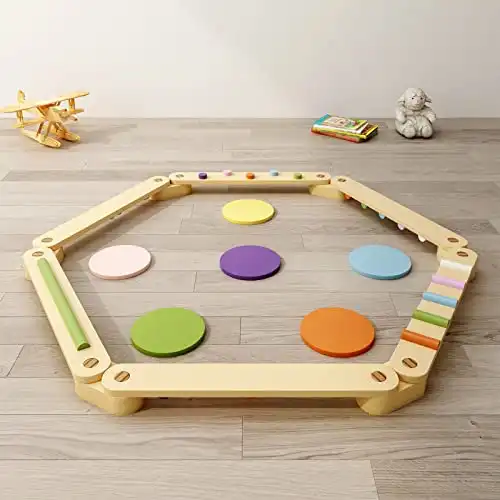 BanaSuper Wooden Stepping Stone Balance Beam For Children