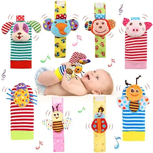Bloobloomax Wrist Rattles and Foot Finder Rattle Socks For Baby