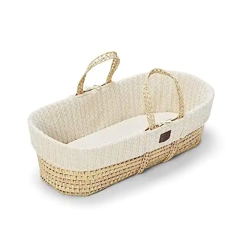 The Little Green Sheep Natural Knitted Moses Basket and Mattress