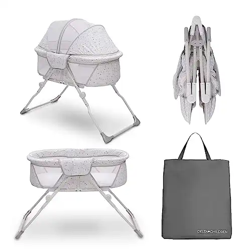 Delta Children EZ Fold Ultra Compact Travel Bedside Bassinet