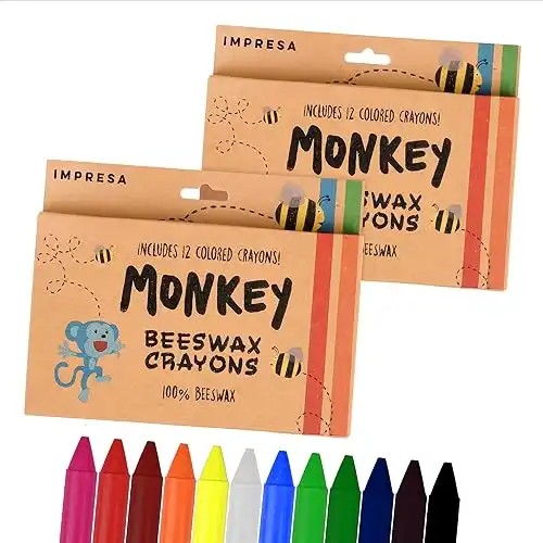12 Natural Beeswax Crayons [2 Pack]