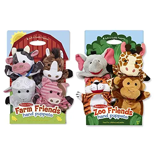 Melissa & Doug Hand Puppets - Zoo Friends and Farm Friends