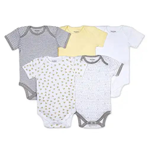 Burt’s Bees Baby, 5-Pack Short Sleeve Bodysuits, 100% Organic Cotton